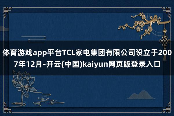 体育游戏app平台TCL家电集团有限公司设立于2007年12月-开云(中国)kaiyun网页版登录入口