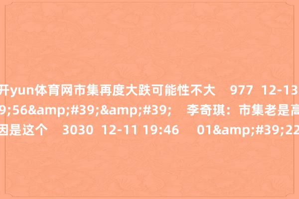 开yun体育网市集再度大跌可能性不大 977 12-13 19:09 01'56'' 李奇琪:市集老是高开低走的原因是这个 3030 12-11 19:46 01'22'' 李奇琪:豆包办法畅达走强成为新干线的概率很大 915 12-11 19:46 一财最热 点击关闭-开云(中国)k
